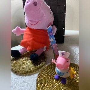 Duo Peppa Pig Nurse figure and NWT Peppa Pig 8 inch plush toy, vintage, 2003